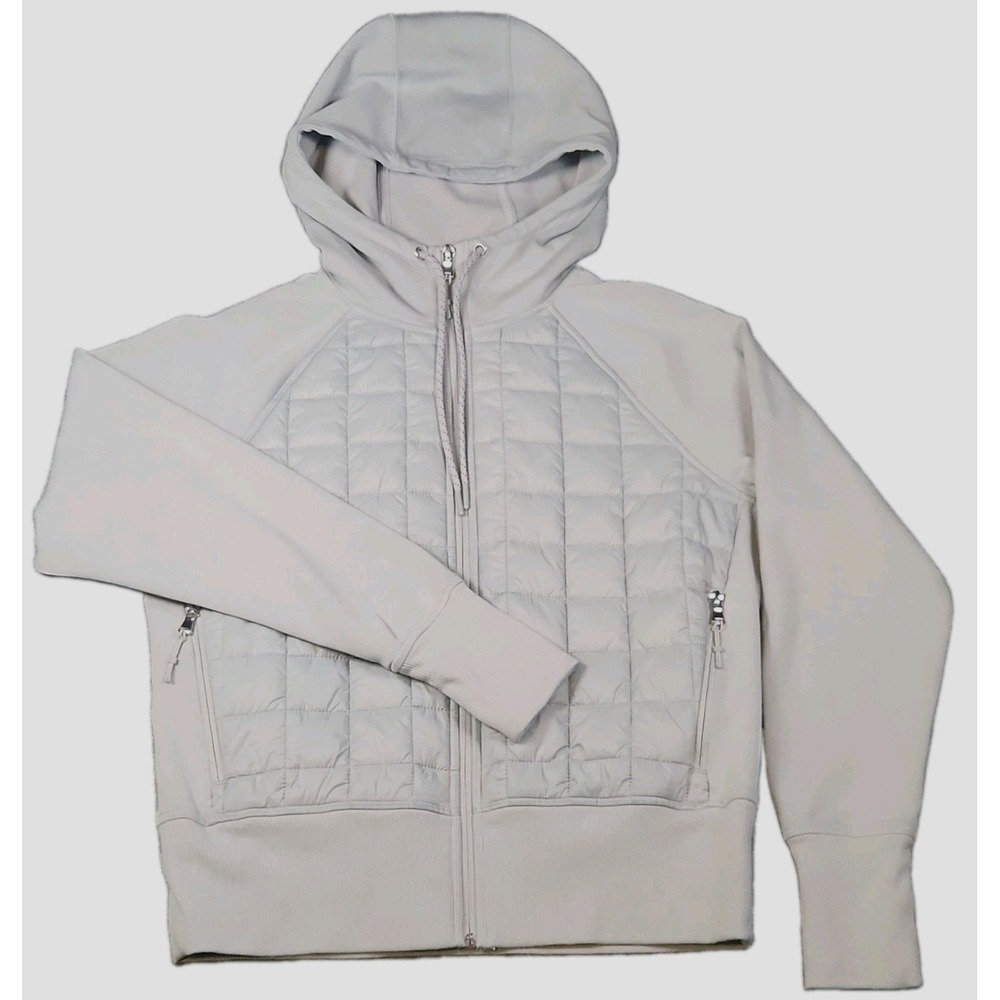 Old Navy Active Dynamic Fleece Quilted Hybrid Zip Up Hoodie Jacket Gray M